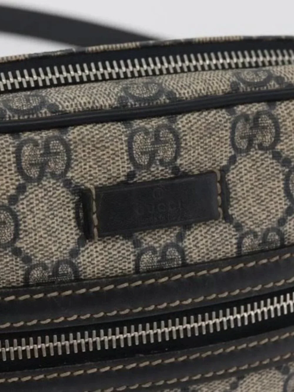 GUCCI GG Supreme Shoulder Bag PVC Navy Silver 201447 Auth 181305